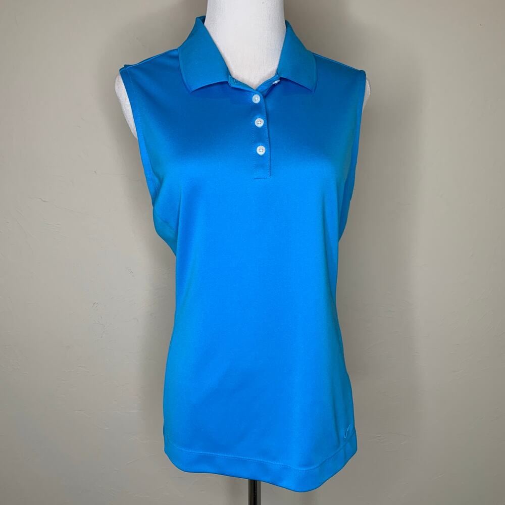 NIke Golf Bright Blue Sleeveless Polo Top Sz Large